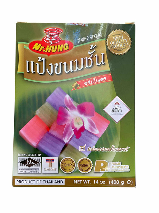 Mr. Hung Kanom Chan Sweet Layer Cake Batter Mix with Pandan (400g)