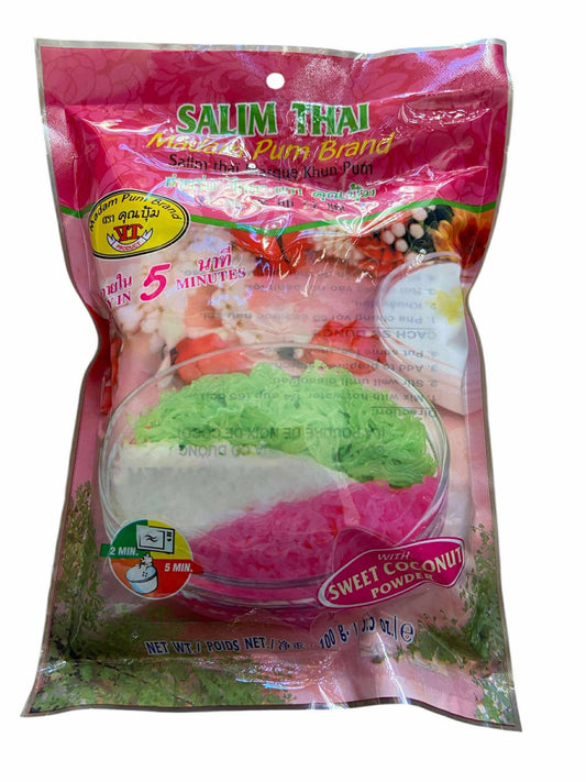 Salim Thai Dessert Mix: Colorful Vermicelli Dessert with Coconut Cream Powder (Pun Pum Brand)