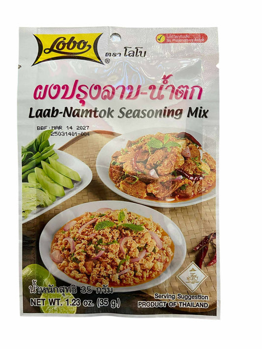 Lobo Laab-Namtok Seasoning Mix: Northeastern Thai Spicy Meat Salad (Isan Laab Kit)